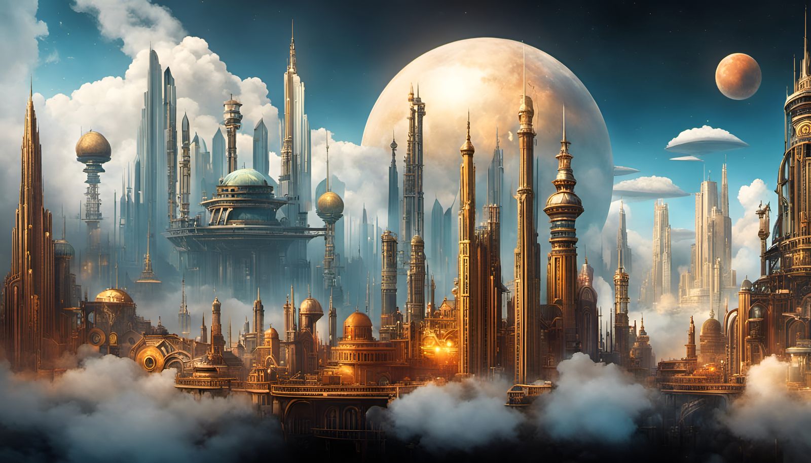 Ornate Dieselpunk City in the Clouds