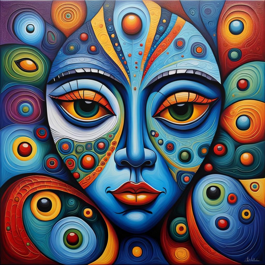 Abstract faces and whimsical pareidolia. Aboriginal art. sur...