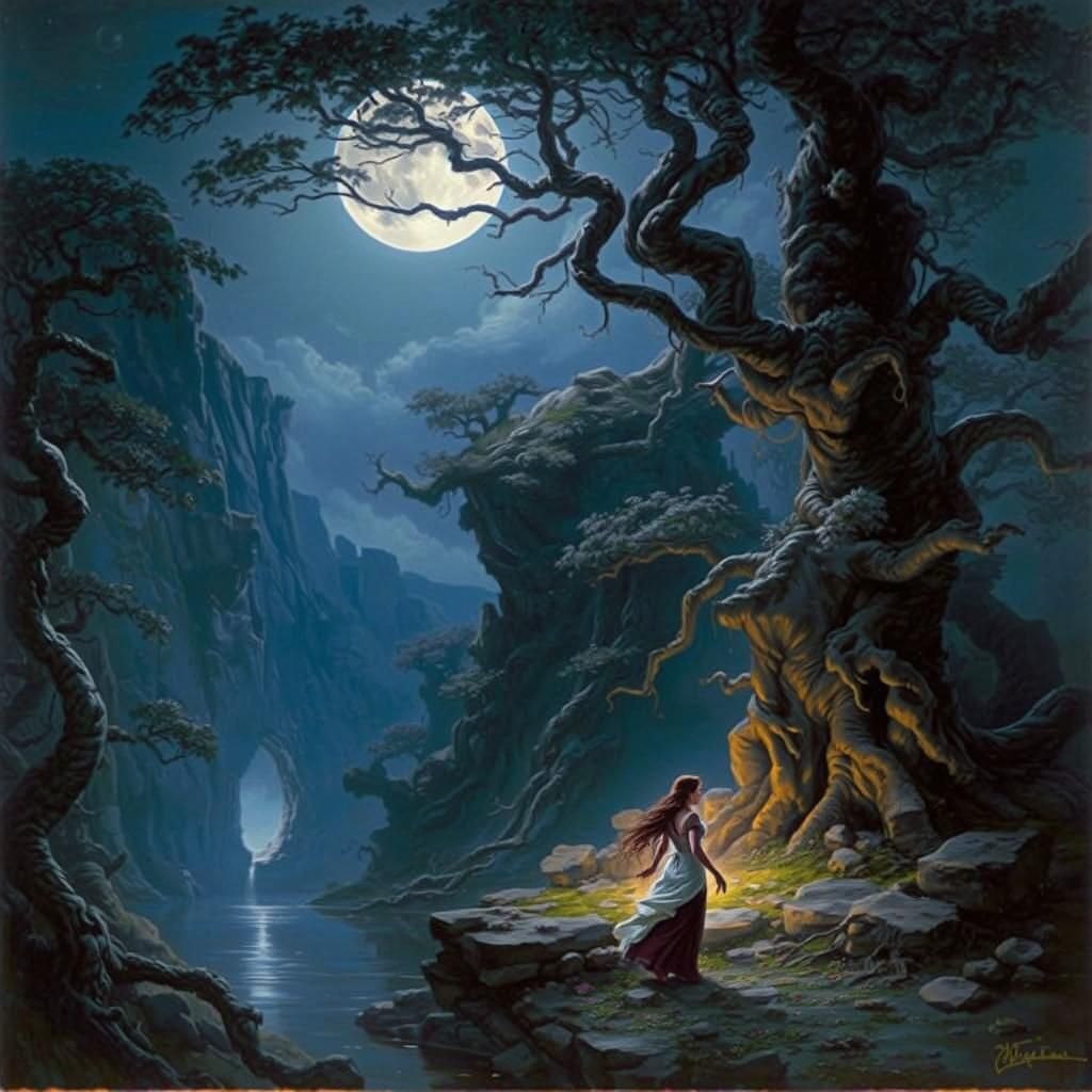 Elven Maiden Lúthien Dancing in Moonlight