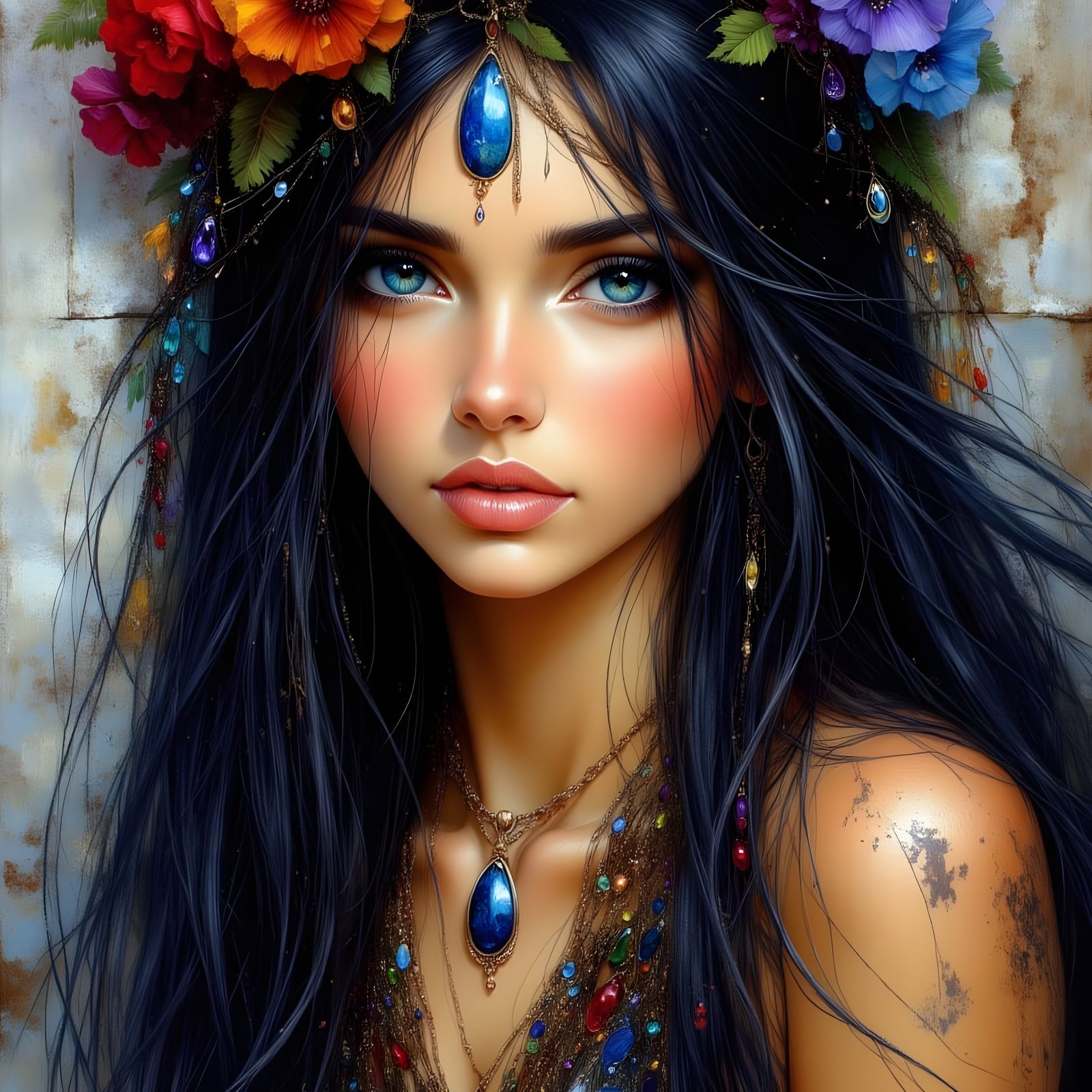 Norse Goddess Portrait in Earthy Bohemian Style