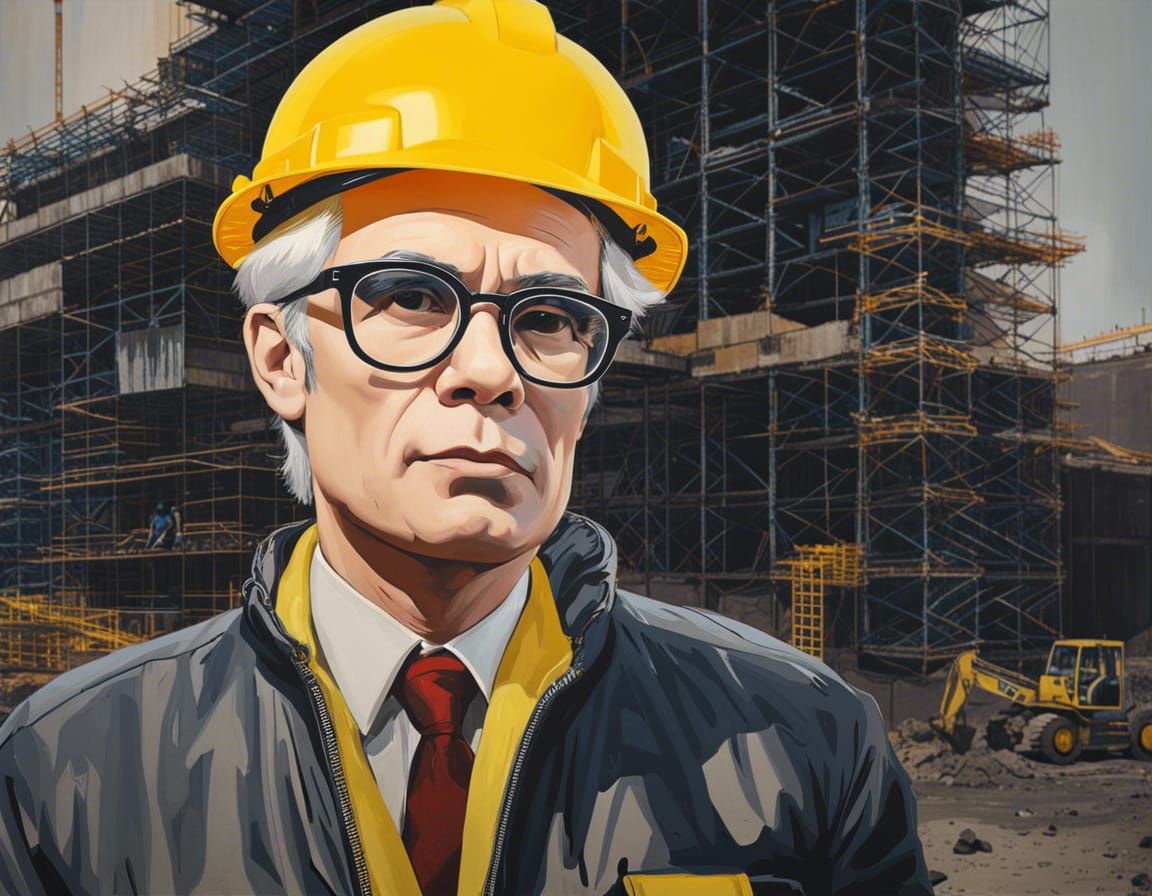 Construction Worker in Pop Art Style