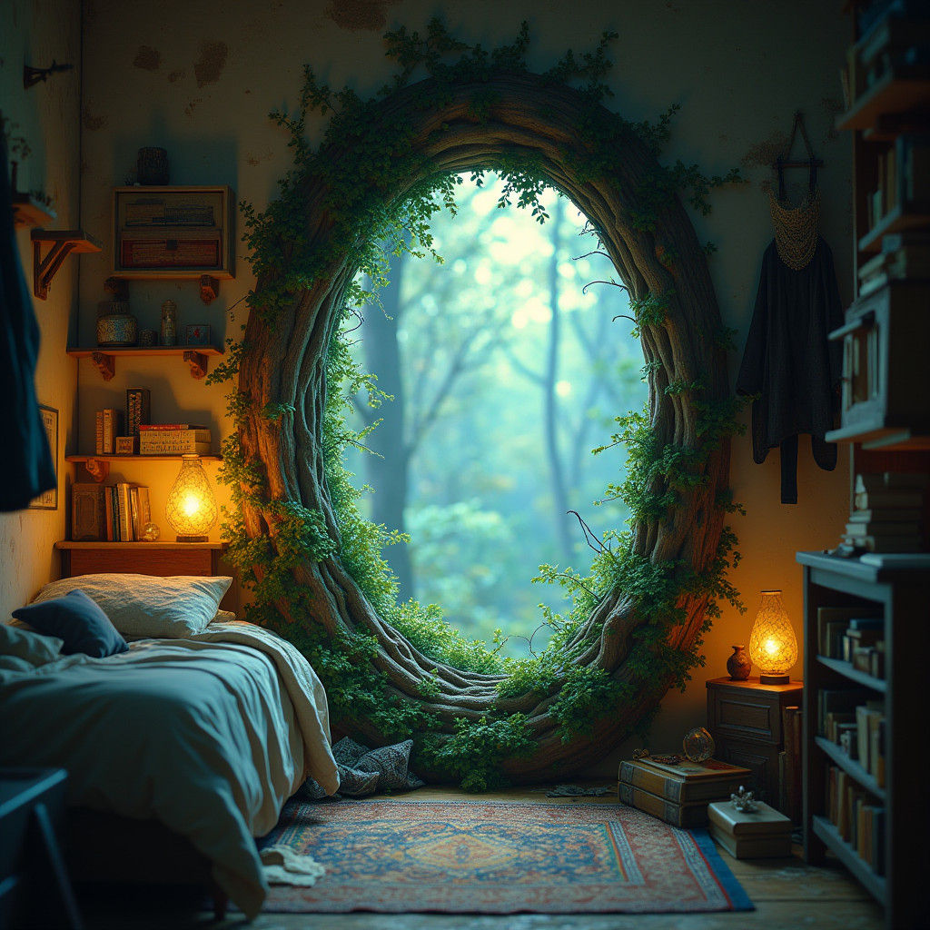 Mystical Portal to Forest Realm: Fantasy Concept Art