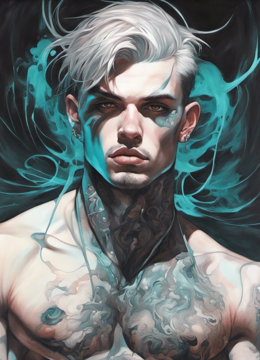 Bioluminescent Cybergoth Portrait in Contemporary Style