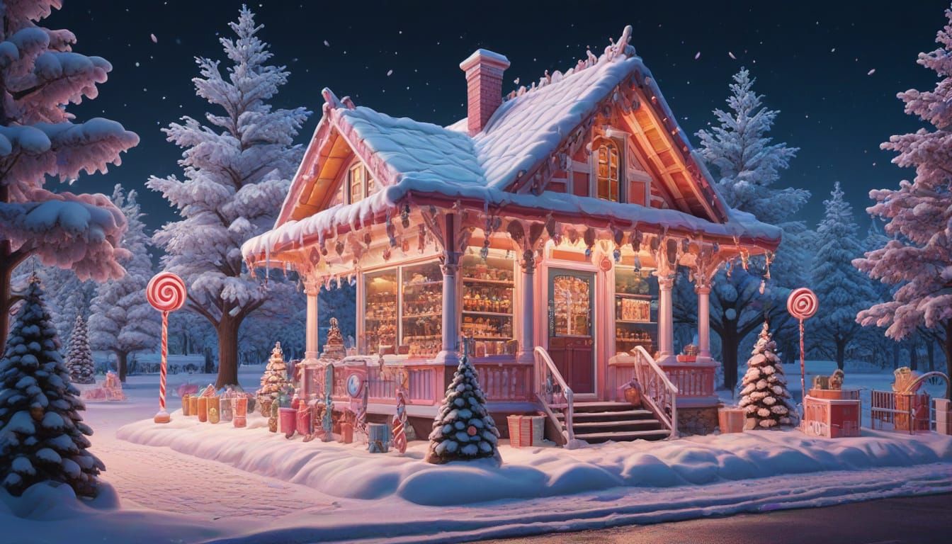 Whimsical Winter Candyland in Hyperrealistic Digital Art