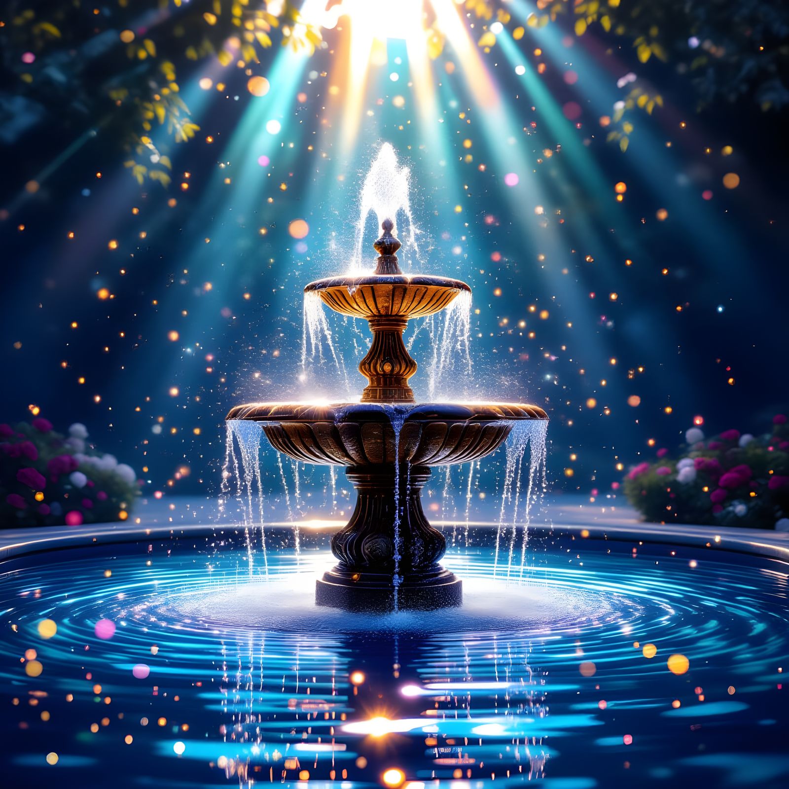 Surreal Fountain of Liquid Light: Fantasy Artwork