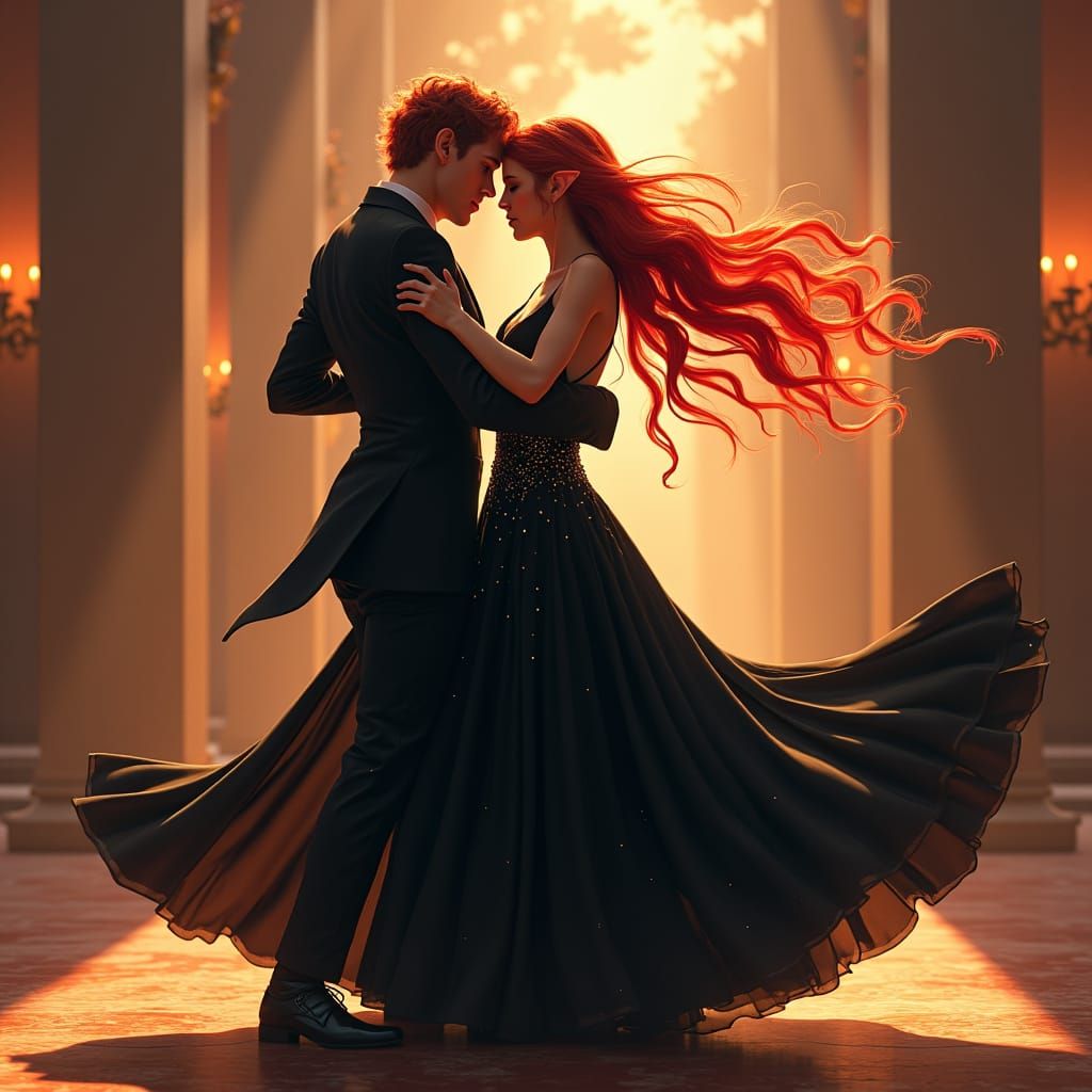 Nesta Archeron and Eris Dancing, High-Fantasy Digital Art