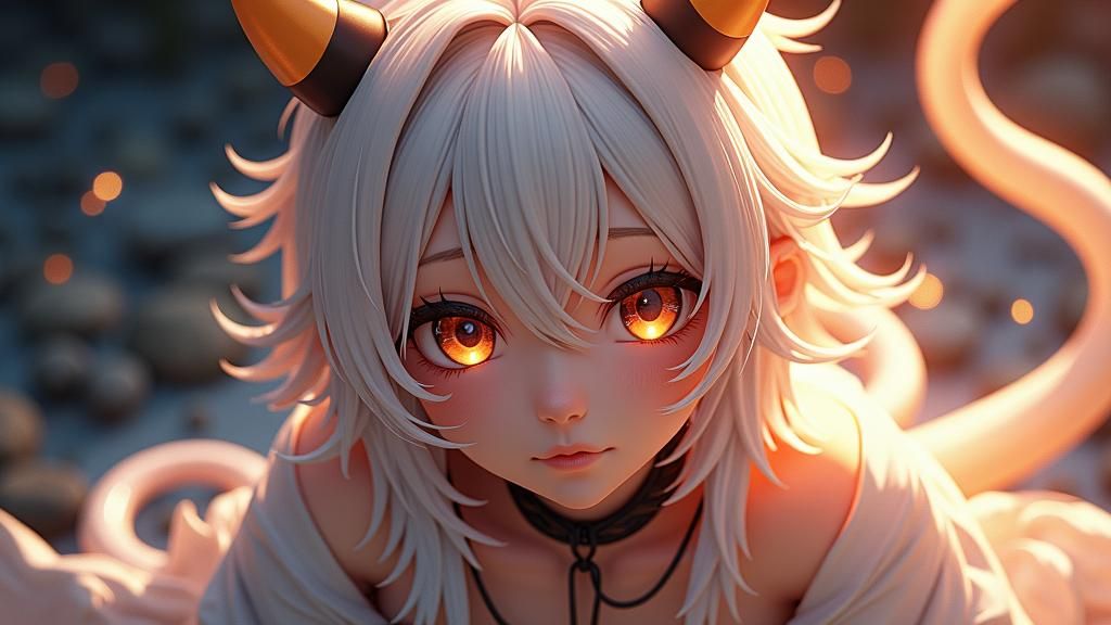 Majestic Androgynous Demon in 3D Anime Art