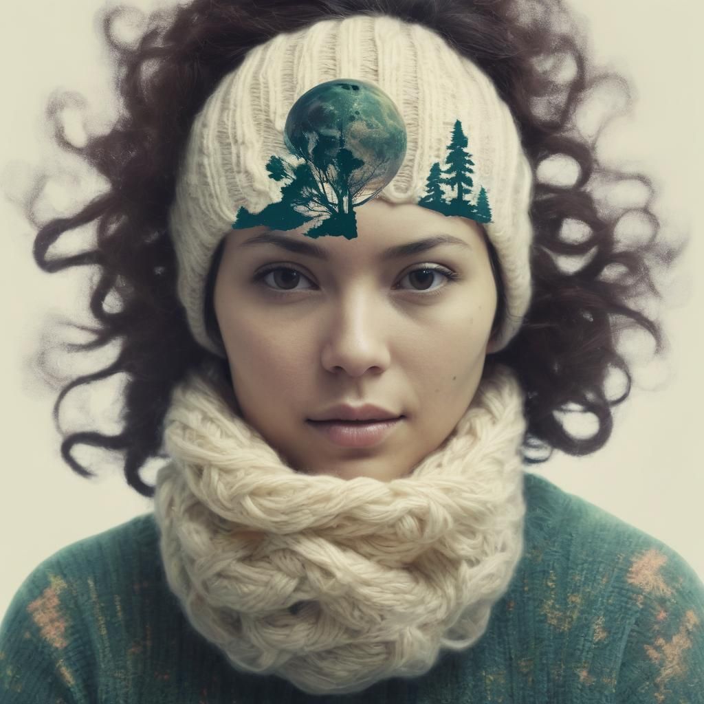 Whimsical Space Biologist in Double Exposure