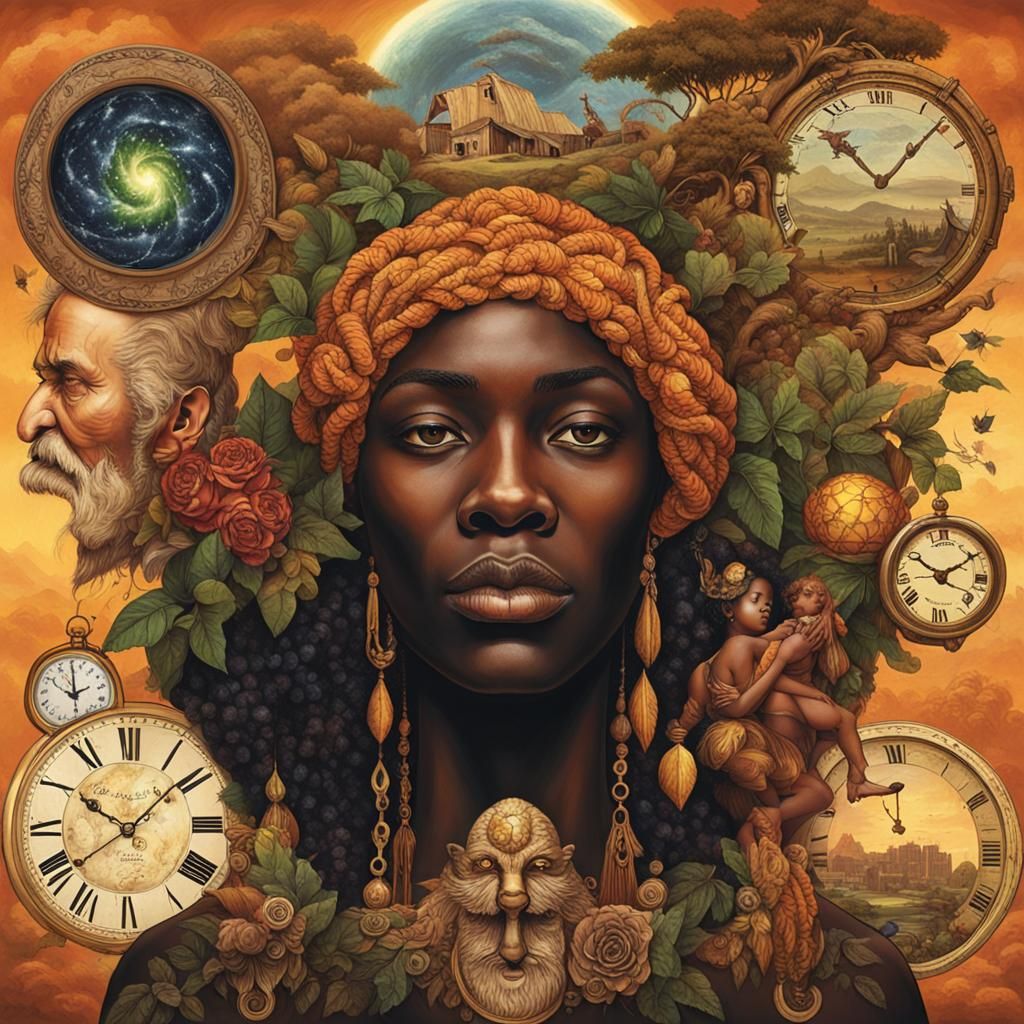 Melanin Embodied as Father Time and Mother Nature
