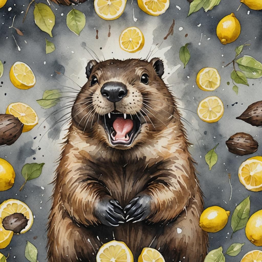 Beaver's Emotional Expression in Watercolor