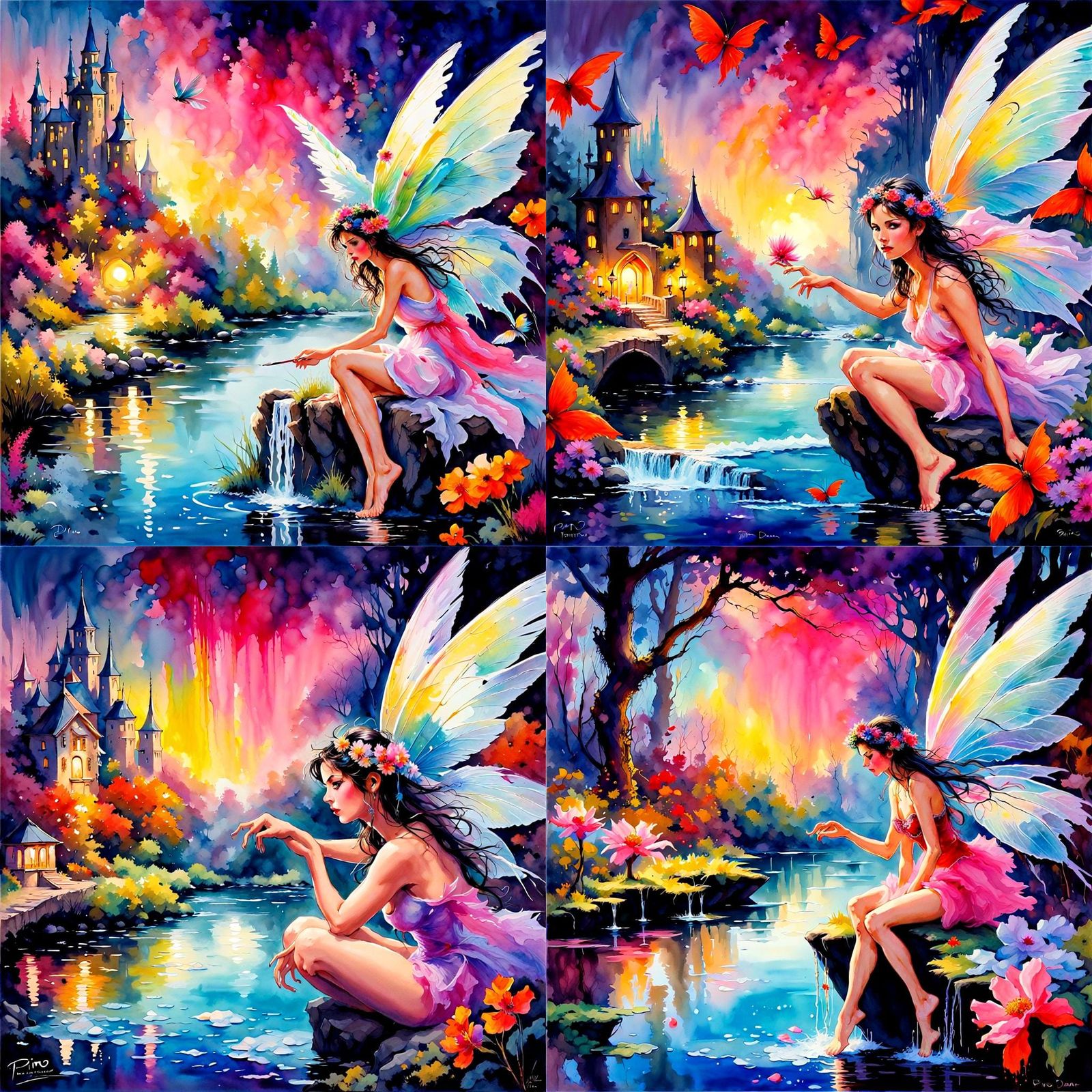 Enchanted fantasy fairy, enchanted flowers, beautiful perfec...