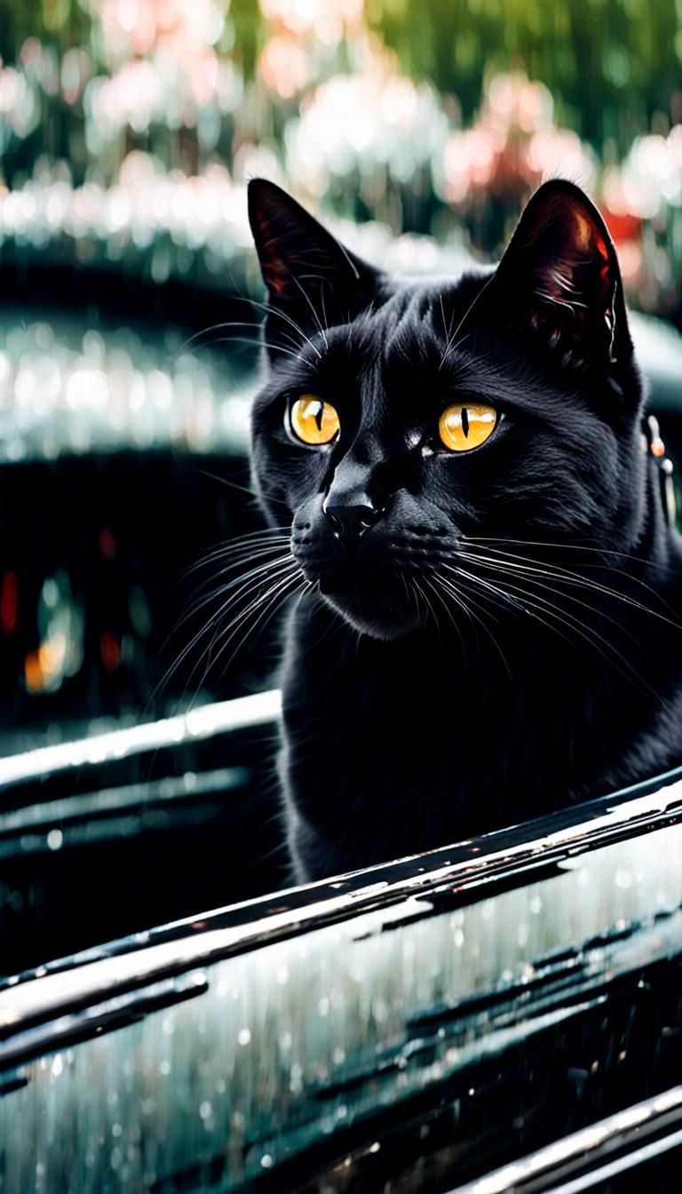 Black Cat Crossing Road, Driver's Perspective