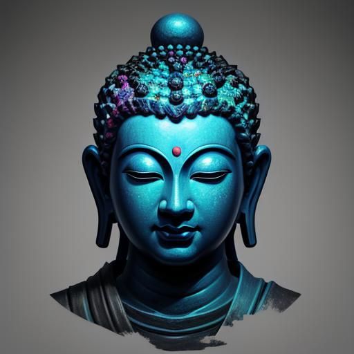 Intricately Detailed Buddha Art in Splash Art Style