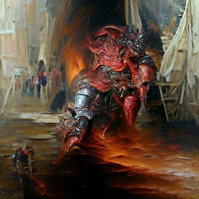 Hell Guard Oil Painting in Gurney Style