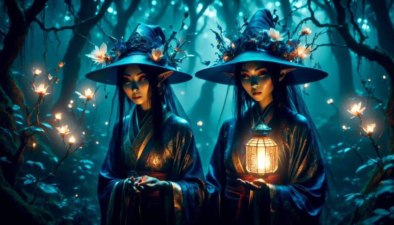 <lora:Drow:1.0> <lora:SpectR:1.0> <lora:Surreal Filigrance:1.0> beautiful asian elf goddess dressed in beautiful kimono ...