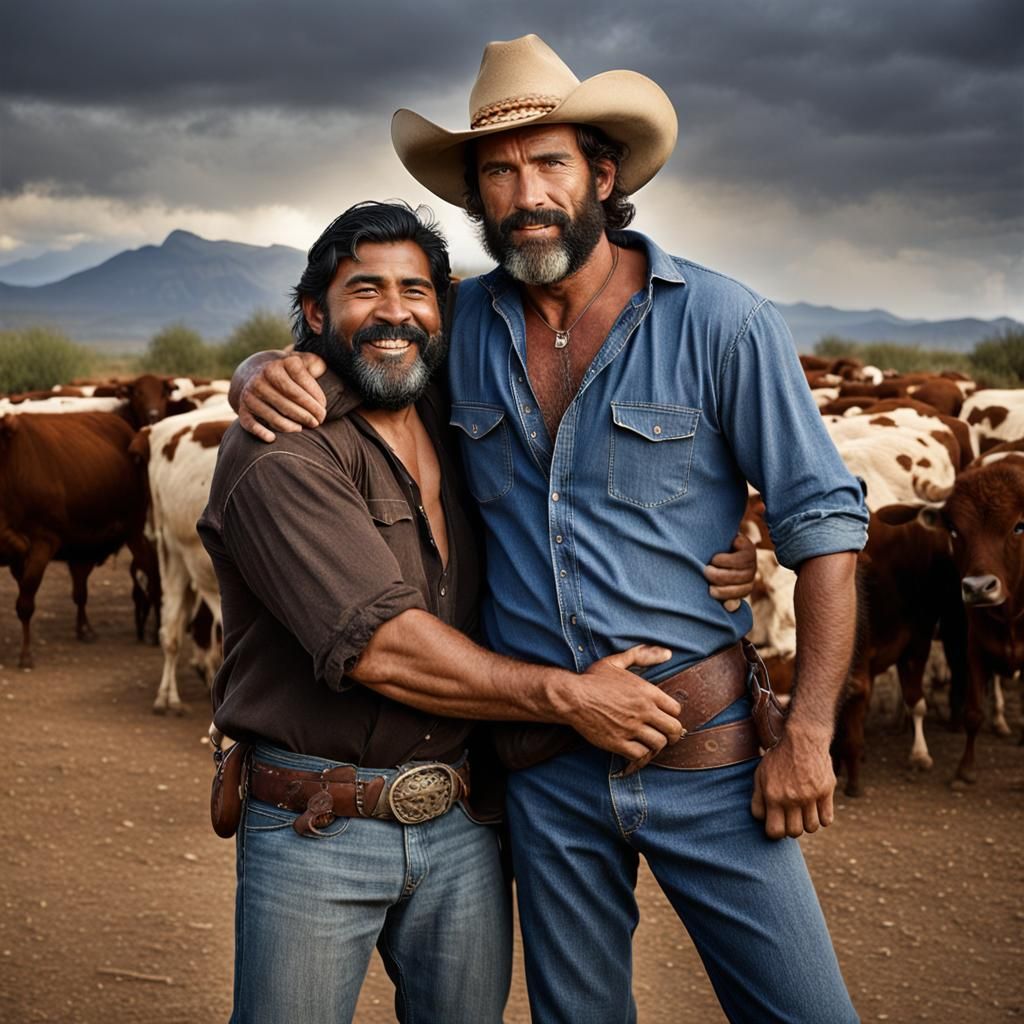 Brothers Rounding Up Cattle: A Close-Up Portrait