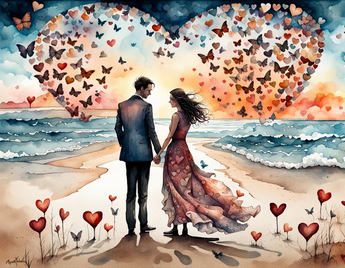 Watercolor Mail Art: Love and Happiness