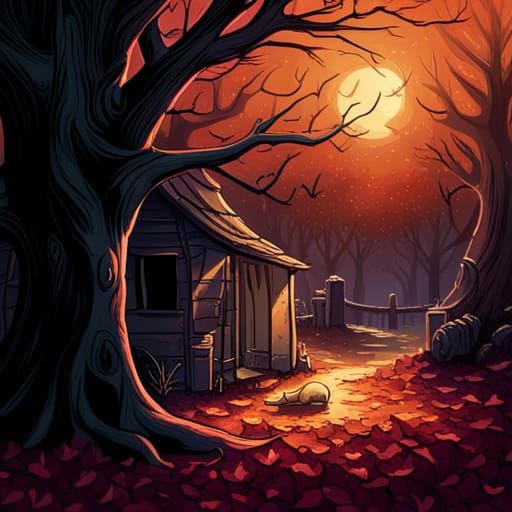 Fairycore Labrador Dog in Autumn Comic Art