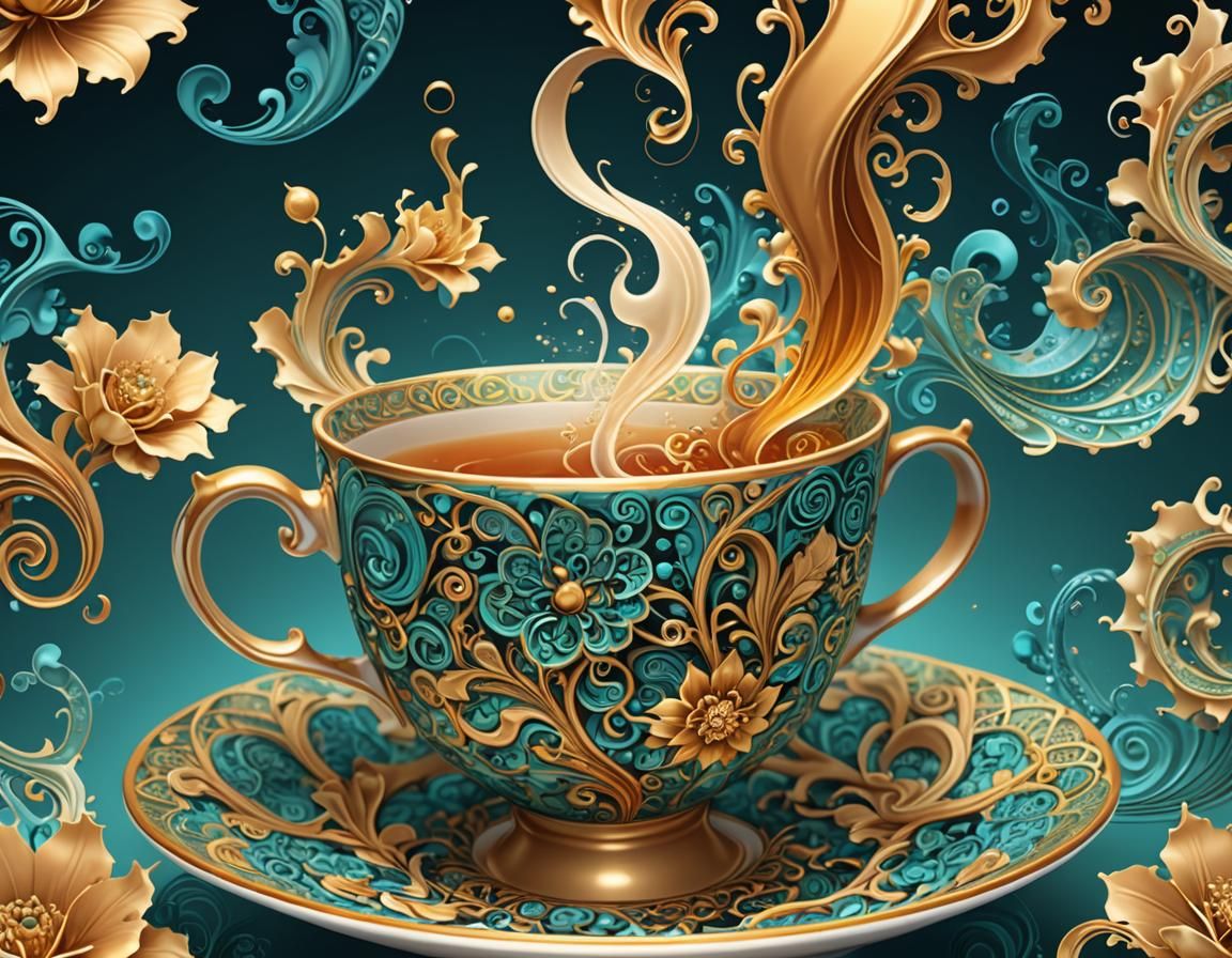 Abstract Tea Storm in Fractal Vector Art