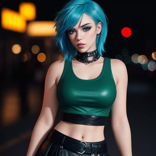Punk Girl with Blue Hair, Professional Photography