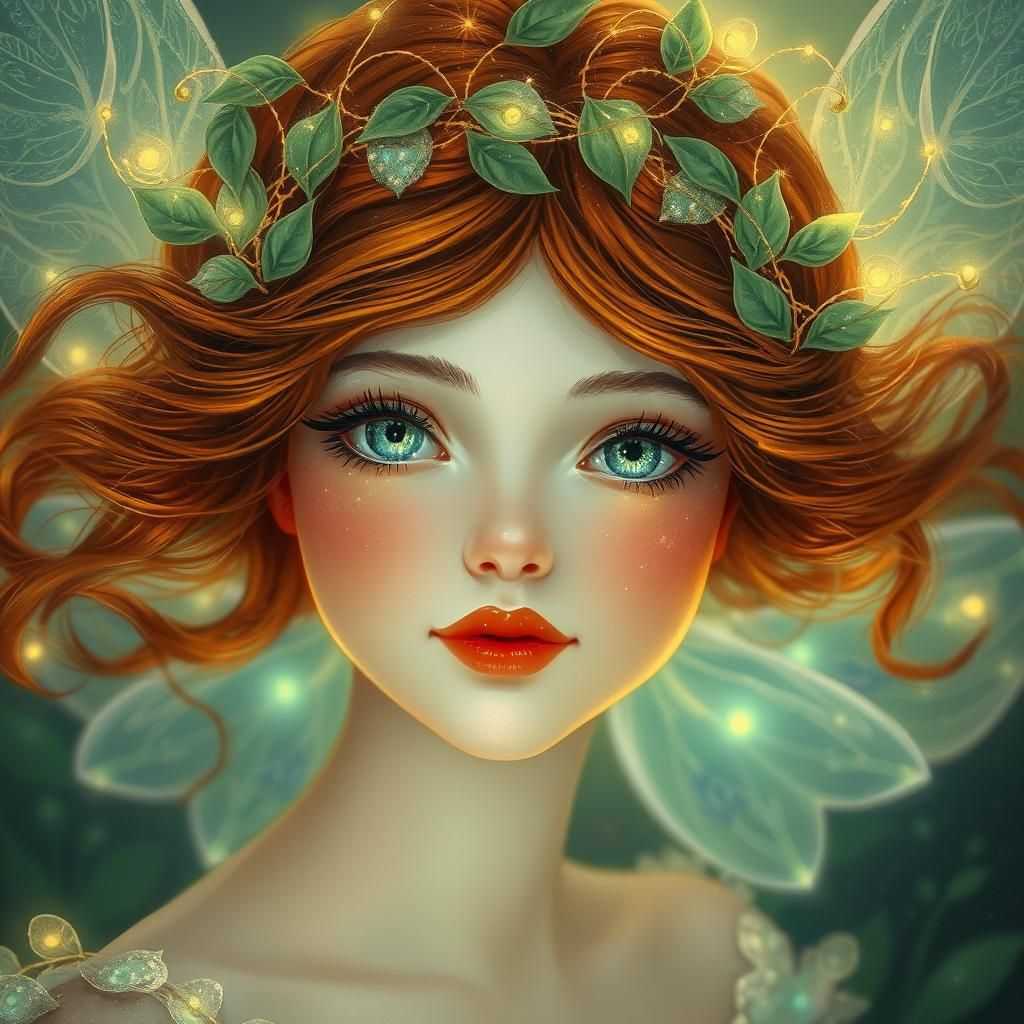 Ethereal Fairy Face with Emerald Eyes