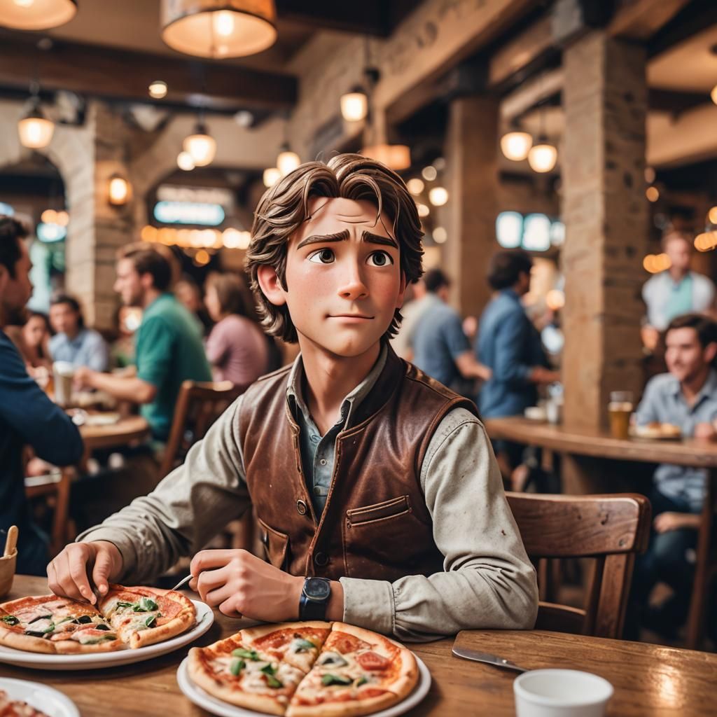 Flynn Rider Enjoys Pizza: Professional Photography