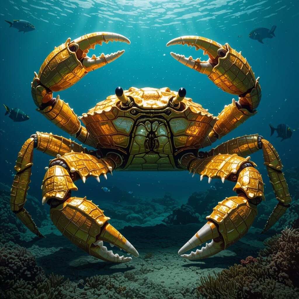 Golden Shell Crab Guarding Sunken Treasure
