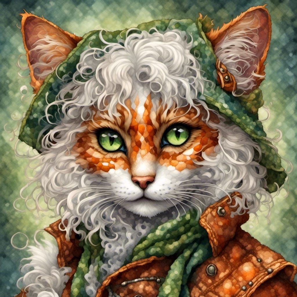 Enchanted Catfolk Rogue in Pathfinder 2e Style