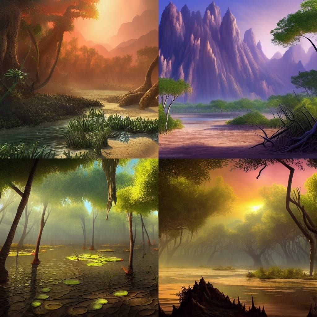 Mangrove Forest Biome in Desert Landscape Painting