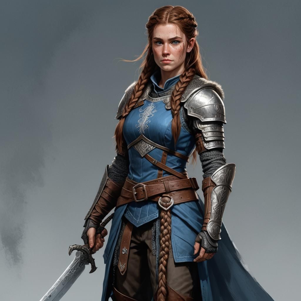 Medieval Female Mercenary Portrait in Hyperdetailed Style