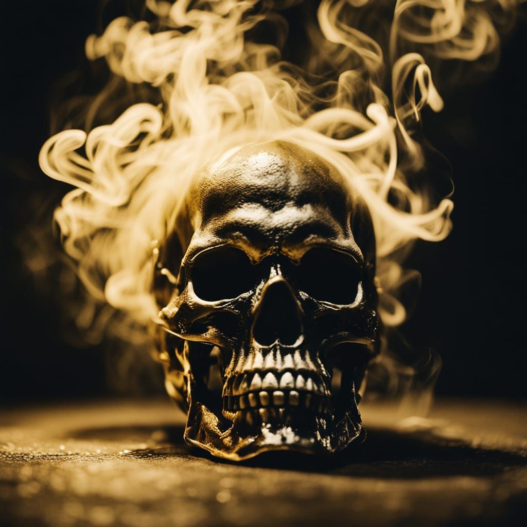 Golden Skull in Smoke: Film Noir Still