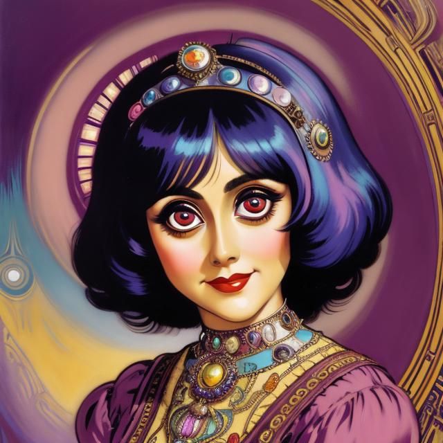 Smiling Woman with Big Eyes in Retro Style