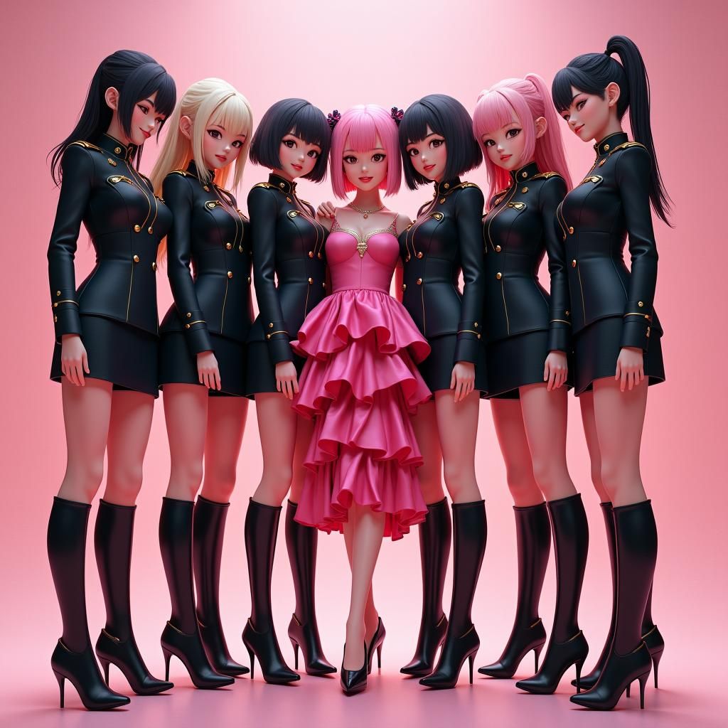 Military Women in Boots: Digital Anime Art