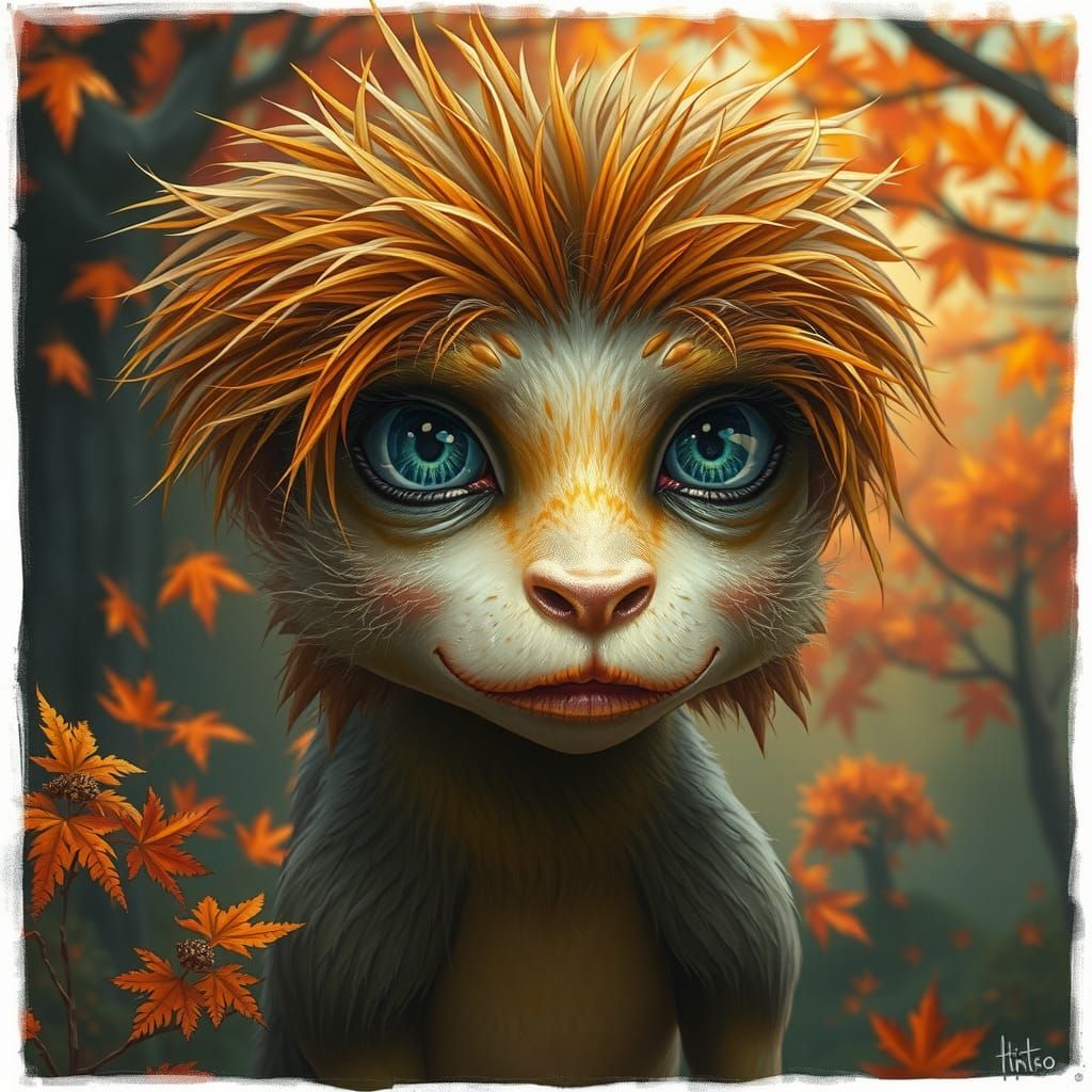 Mythical creature with exaggerated bushy eyebrows