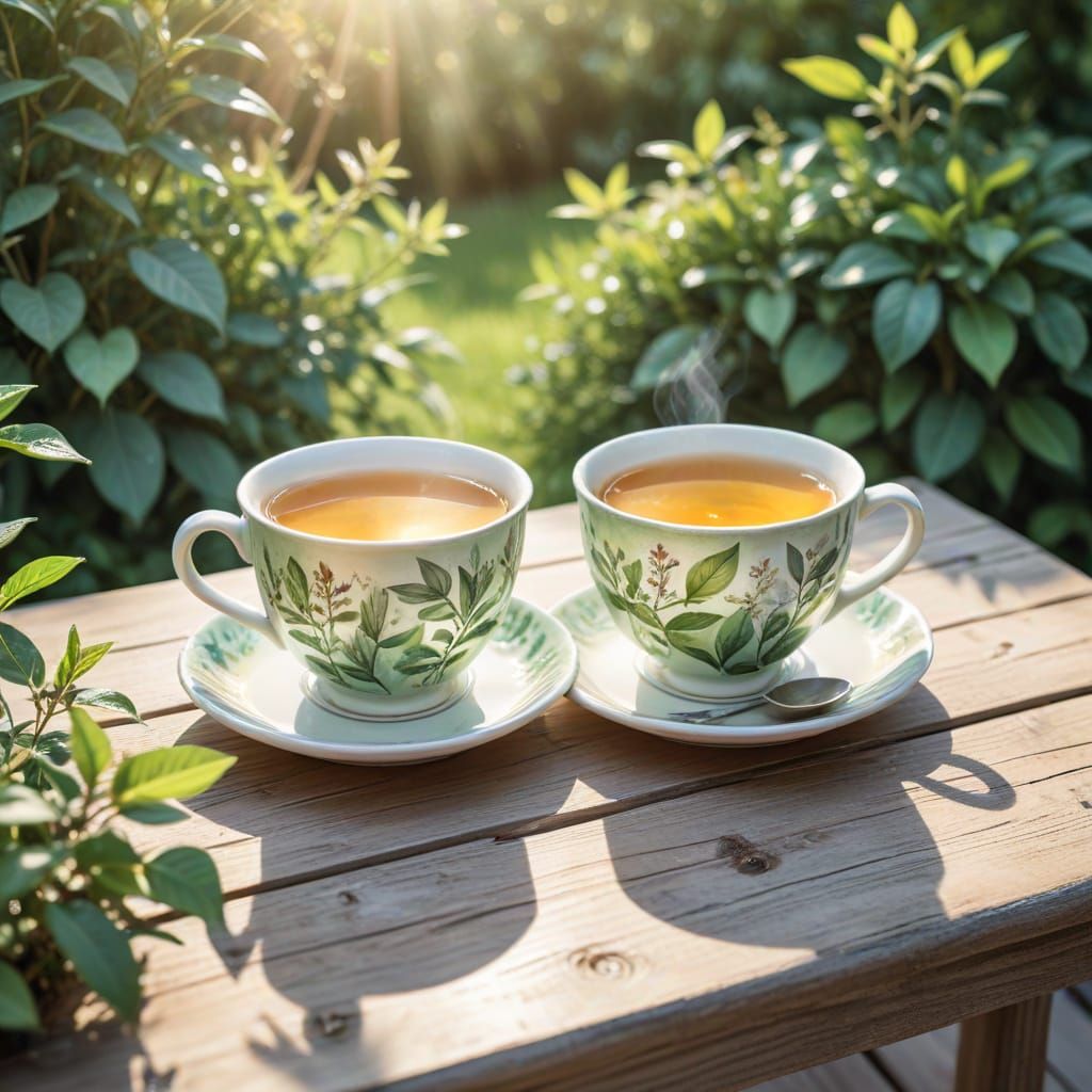 Watercolor Whimsy: Cozy Garden Tea Setting