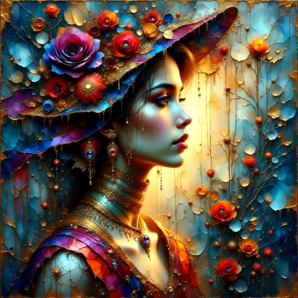 Ethereal Impressionistic Figure with Hourglass in Watercolor