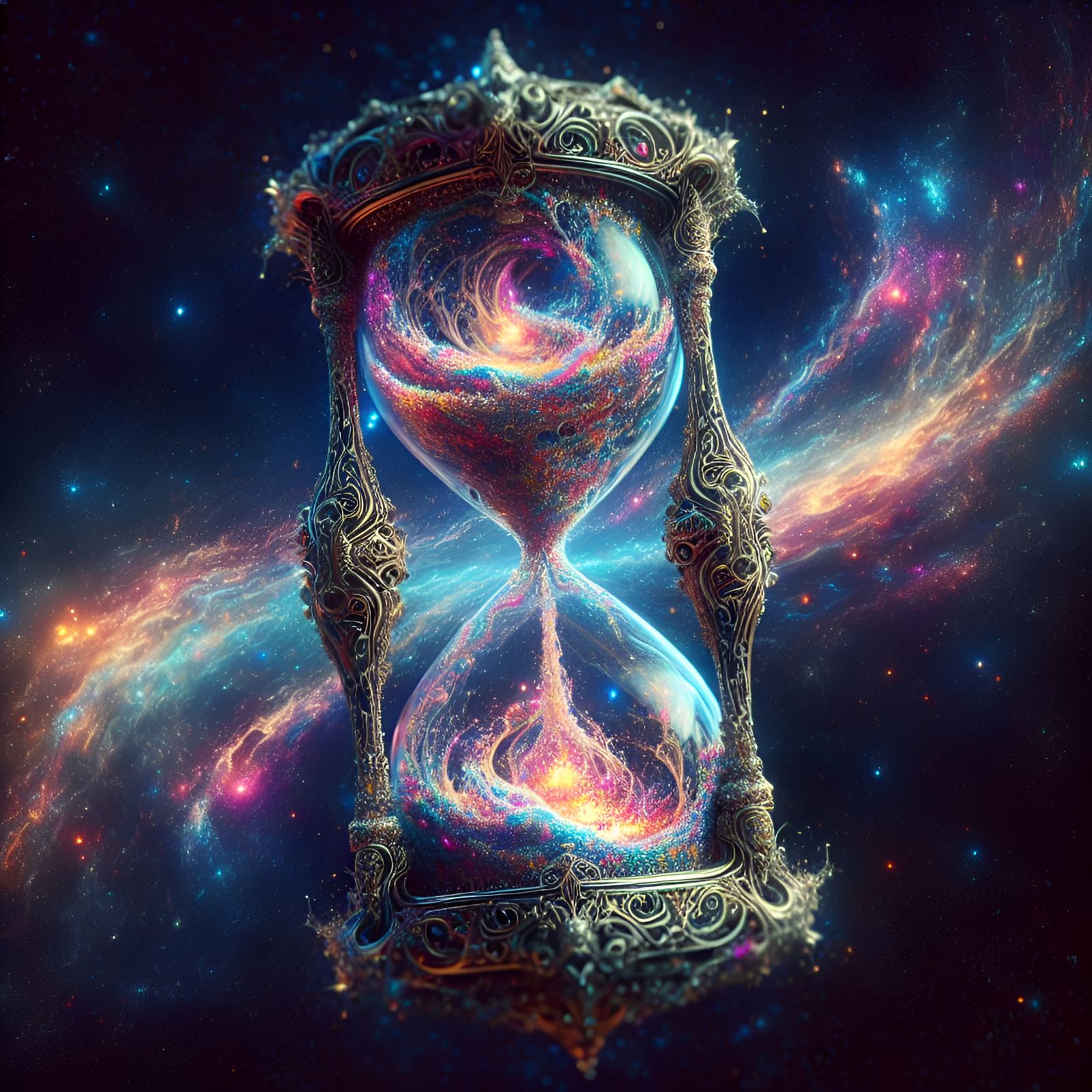 Cosmic Hourglass in Space: High Fantasy Concept Art