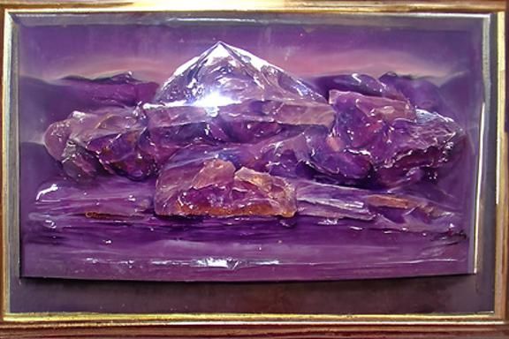 Amethyst Crystals in Oil Painting Style