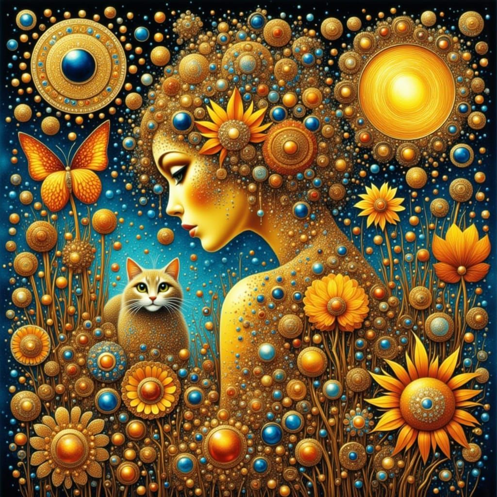 Whimsical Feline Dreamscapes in Vibrant Flux