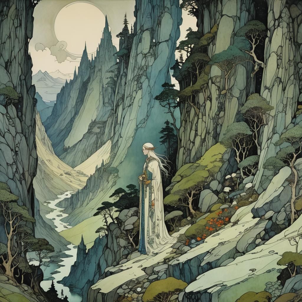 Elven Mother of Mountains in Golden Age Style