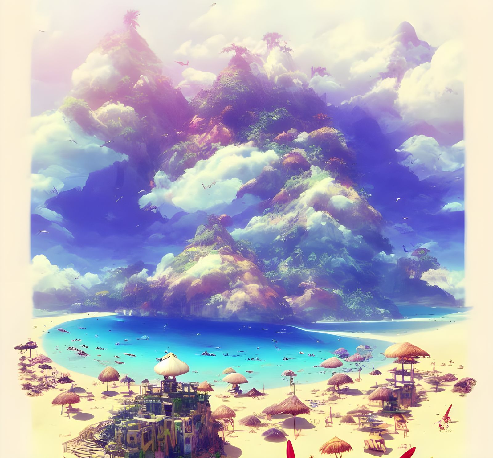 Tropical Beach Sandcastle: Photorealistic Digital Art