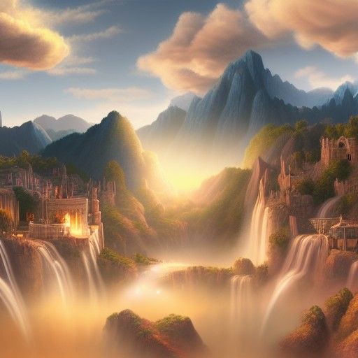Detailed Matte Painting of a Valley Landscape