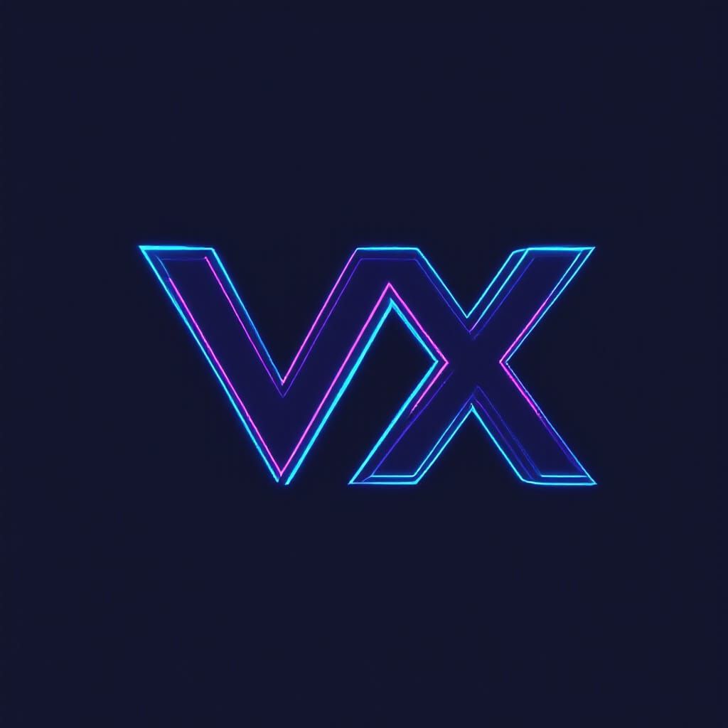 Minimalist VX Logo Design in Neon Blue and Graphite