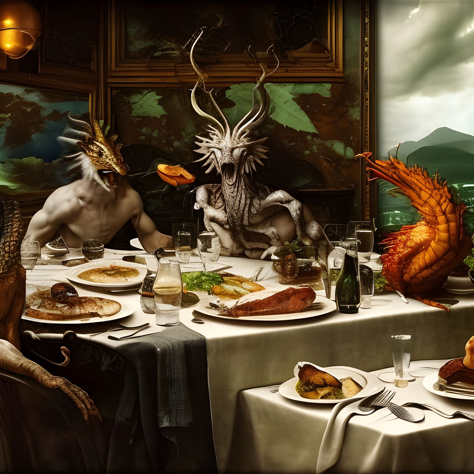 Magical Dinner Menu Painting in Hyperrealistic Style