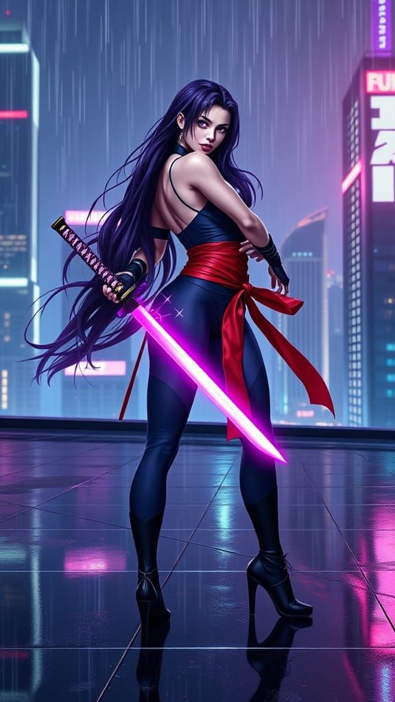 Marvel's Psylocke Unveiled in Neon-Lit Futuristic Portrait