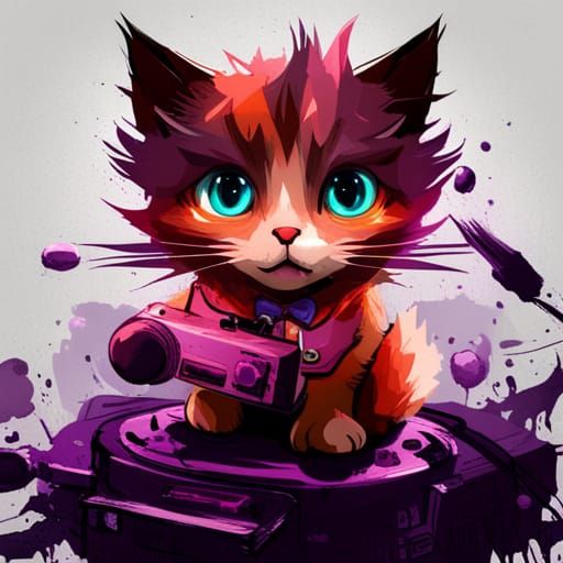 Chibi Cat Plays Console: Splash Art Style