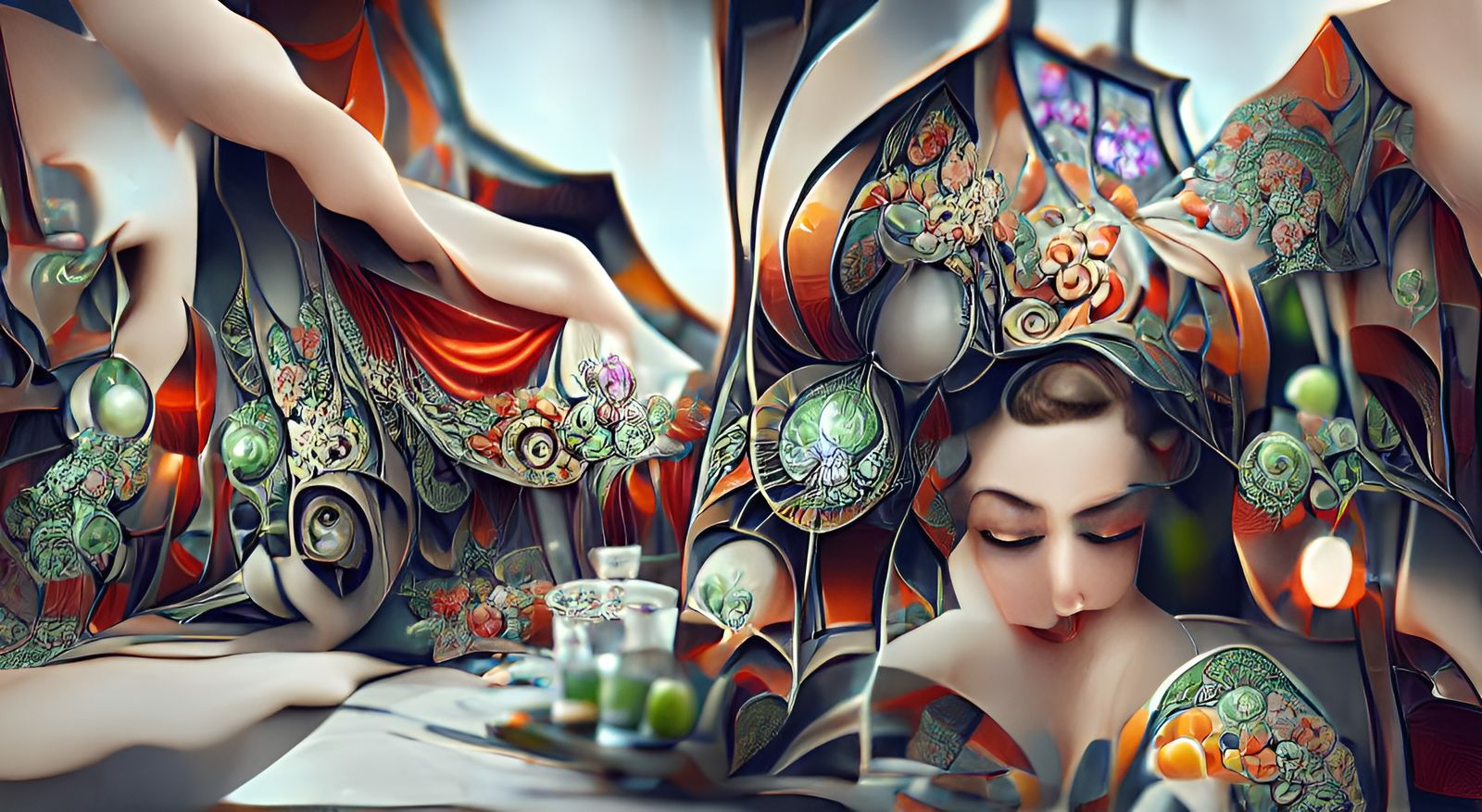 Decadent Seamstress: Stained Glass Digital Painting