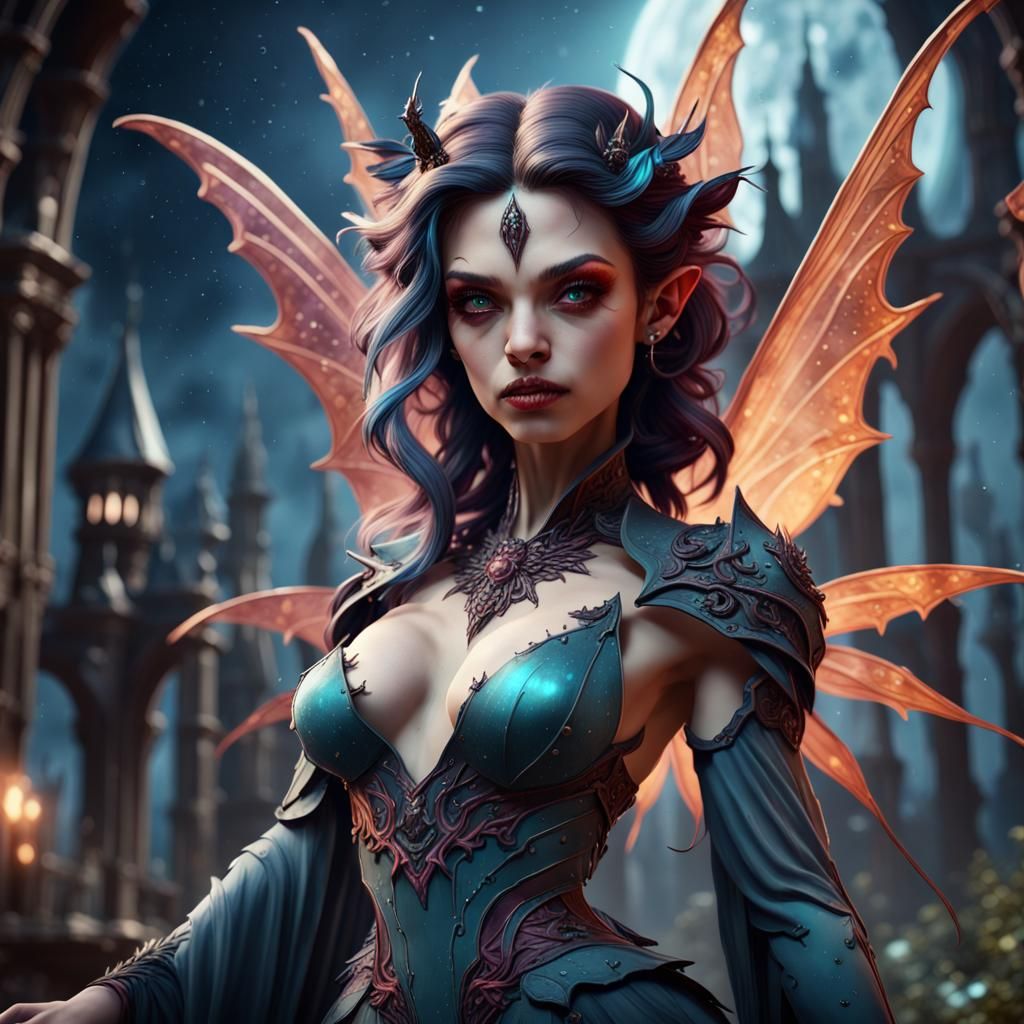 Cosmic Vampire Fairy in Detailed Digital Painting