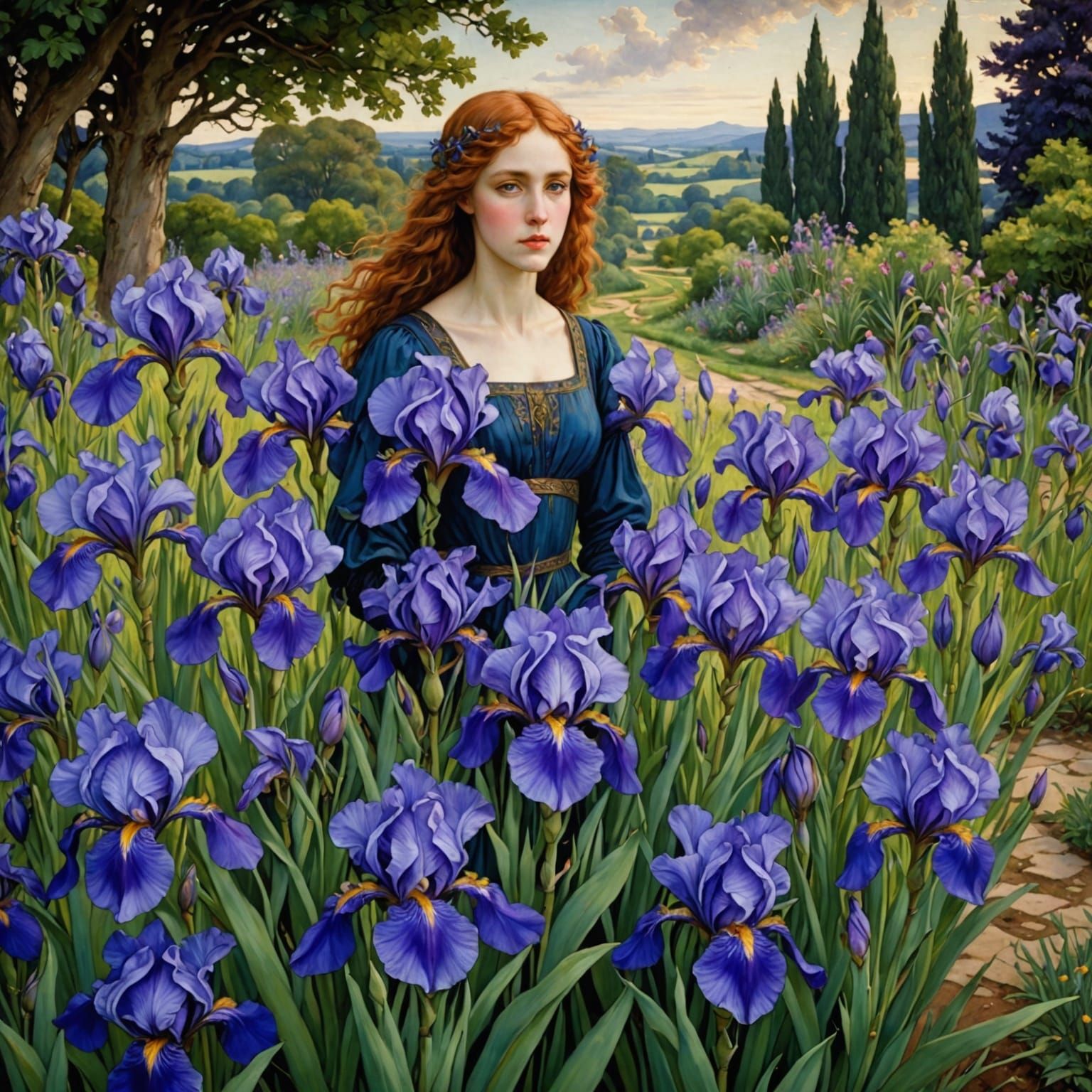 Whimsical Anime Garden Scene with Vibrant Blooms