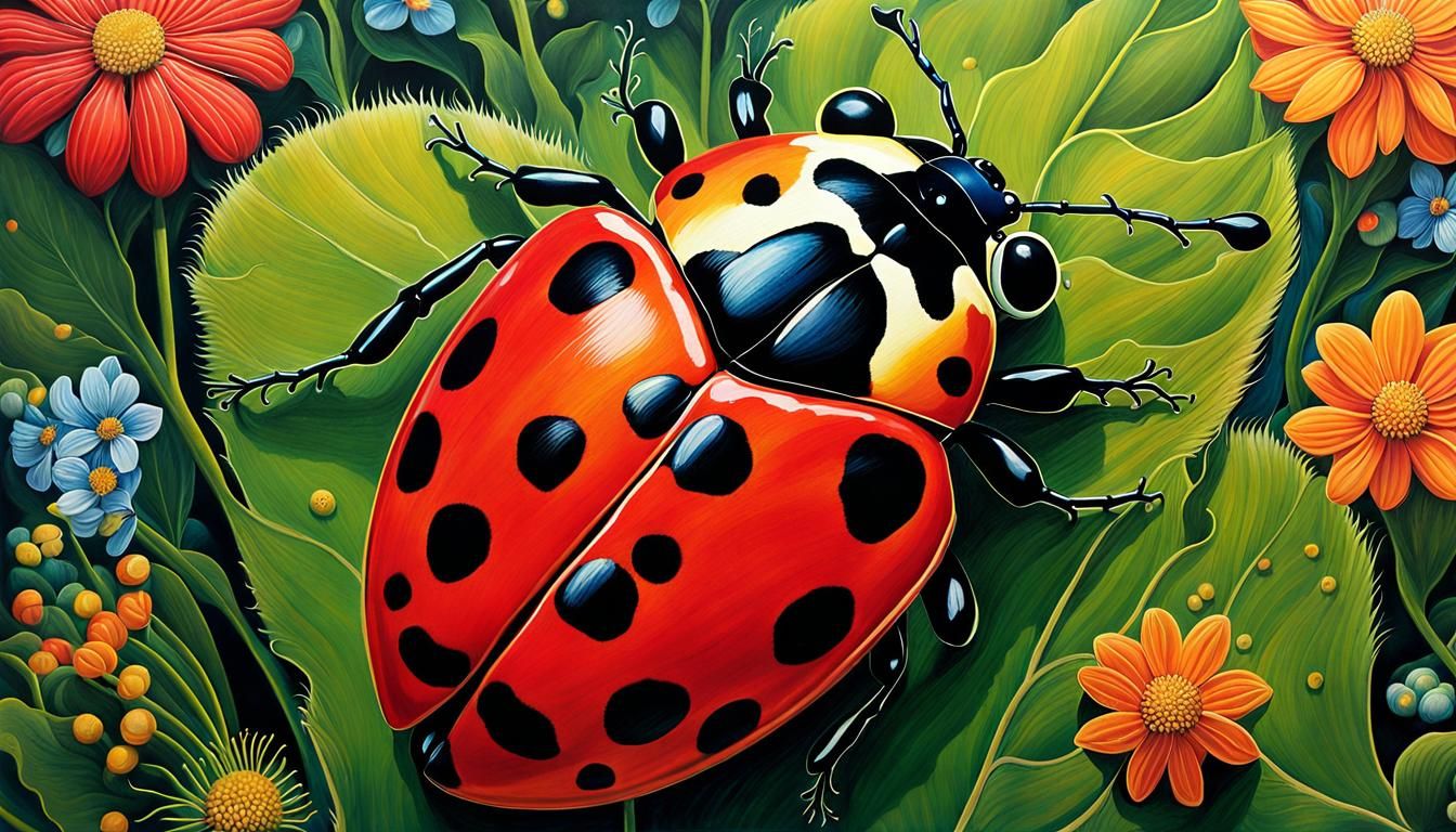 Lady Beetle Fairytale in Magic Realism Style